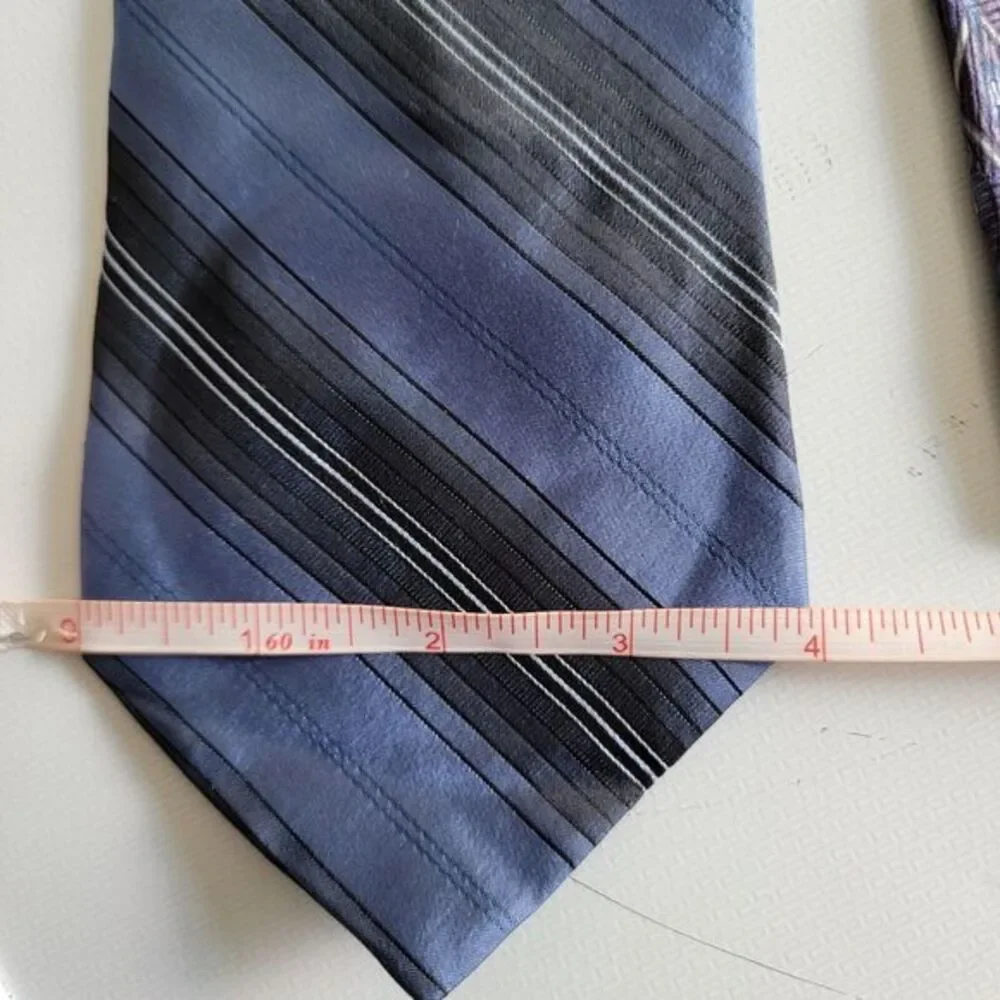 4 Murano Italia 100% Silk Bold Geometric Striped Neck Ties 60x4 Blue‎ Purple